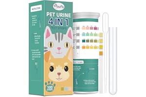 Pawfly Urine Test Strips for Cats & Dogs, 100 4-in-1 Pet Testing Strips for Ketone Glucose Specific Gravity & pH, Urinalysis Test Strips for Vets, Accurate Diabetes Testing for Diabetic Pets