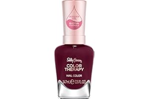 Sally Hansen Colour Therapy Nail Polish, 372 Rise and Wine, Strengthen and Nourish Nails, Infused with Biotin and Argan Oil, 3-in-1 Formula, High-Shine Finish, Salon Quality Results, 14.7ml