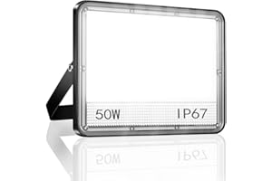 TASINUO Projecteur Exterieur LED 50W, 2 en 1 IP67 Étanche Spot LED Extérieur, 5000LM 7000K Blanc Froid Projecteur LED Extérieur, Projecteur LED Pour Patio Terrasse Jardin Garage Usine Entrée Cour