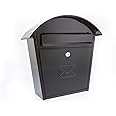 Sterling Humber Wall Mounted Galvanised Steel Lockable Weatherproof Post Box - Black - 36x37x13cm