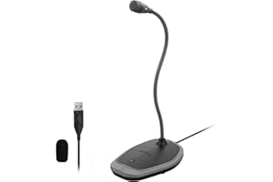 CMTECK USB Microphone, Plug & Play Microphone for PC, Desktop Omnidirectional Condenser Laptop Mic, Mute Button with LED Indicator, Compatible with Windows/Mac, Ideal for YouTube Videos, Skype, Recording