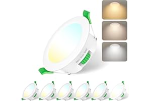 Jaenmsa Spot Led Encastrable Salle de Bain,Spots LED 230V, 8W Trou Φ 75-85mm, IP44, Dimmable, Spot Led Encastrable Extra Plat, Blanc Chaud 3000K Blanc Neutre 4000K Blanc Froid 6500K, Lot de 6