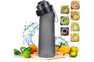 KOBONA Air Gour Up Bouteille 650ML Avec 7 sul Saveur Gout Pods,Bouteille d'eau Parfumée Sans Avec Paille-0 Sugar 0 Crie et tasse d'eau (Gris Graphite+Gouss saveur)