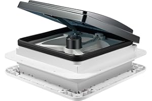 DCSYOG Wohnwagen Wohnmobil Dachfenster mit LED, Schalldichte Dachluke Leiser Lüfter Belüftung Dachfenster Ventilator Dachlüfter Umkehrlüfter Geräuscharmer,Wohnmobilausstattung mit Insektenschutzgitter