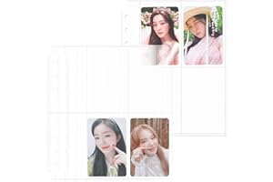 Baskiss 120 Pockets Kpop Photocard Protector, Single Sided 30 Pack Heavyweight Sheet Protector Sleeve Fits A5 Binder for Kpop Album MD Photocards (4-Pocket Page)