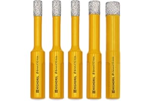 HIGHDRIL Broca de núcleo de 5 piezas, soldada al vacío agujero para hormigón granito mármol vidrio porcelana ladrillo de mampostería