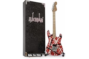 AXMAN Eddie Van Halen - Miniature Guitar Replica - Music Gifts - Handmade Ornamental 1/4 Scale - Includes a Display Box, Name Tag and Miniature Guitar Stand