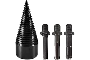 PEESHON Broca Divisor de Madera, 42mm Cono Divisor Madera con 3 Mangos Perforadores, Taladro Divisor Madera, Taladro Divisor Leña, Cono de Tornillo Divisor de Mader