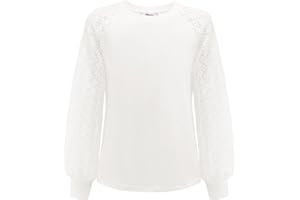 Arshiner Camiseta para Niñas Blusa De Manga Larga con Cuello Redondo Camisetas de Otoño Niños Top Liso Top Elegante Túnica de Moda para el Tiempo Libre Ropa para Niños 6-12 Años