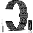 OTOPO Metal Watch Strap for Garmin Instinct/Instinct 2 Solar, Solid Stainless Steel Replacement Wristband Men, Black