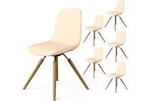 Dioxide Housse de Chaise Scandinave, 6PCS Housses de Chaise de Salle à Manger Amovible Lavables, Extensible Universel Couverture de Chaise écor de Cuisine Maison (Beige Jaune)