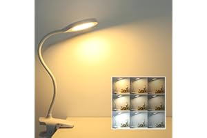 Akynite 36 LED Clip on Bed Lamp USB Rechargeable, 3 Colours and 3 Brightness, Eye Caring Cordless Reading Light, Clip on Bedside Reading Light Dimmable, White