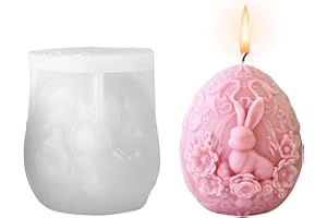 OTKARXUS Easter Egg Rabbit Candle Moulds,1PC 3D Easter Rabbit Silicone Moulds,Cute Bunny Rabbit Candle Moulds for Making Candle, Soap Wax Crafts Home Decoration (Rabbit Egg Mould)