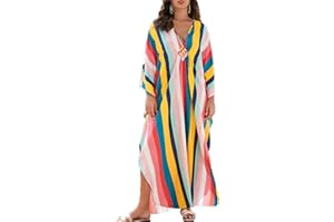 ZaisuiFun Kaftan Kobiety Plus Size Długa Kaftan Elegancka Długa Letnia Sukienka Plażowa Maxi Boho Beach Tunika, Kolor 11, rozmiar uniwersalny