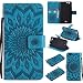 Produktbild Nancen Compatible with Handyhülle Wiko Pulp Fab 4G Hülle,Wiko Pulp Fab 4G (5,5 Zoll) Leder Wallet Tasche Brieftasche Schutzhülle, Prägung Sonnenblume Muster