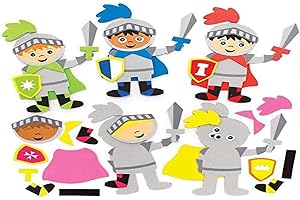 Baker Ross FE289 Aimants de chevalier à assortir- paquet de 8, aimants pour enfants, aimant de réfrigérateur pour enfants, créez votre propre kit d'aimants