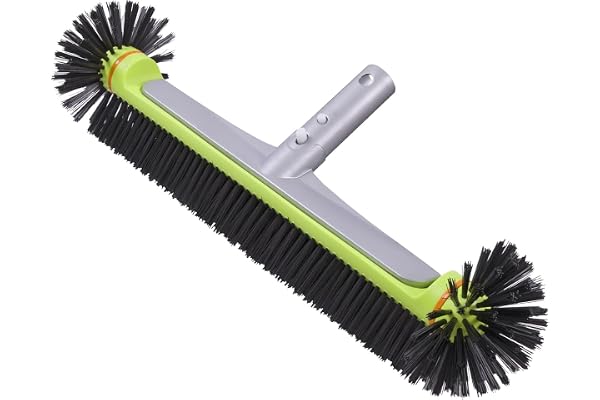 Brosse de piscine ronde robuste pour mur et carrelage avec dos en aluminium renforcé, brosse de qualité supérieure avec poils solides