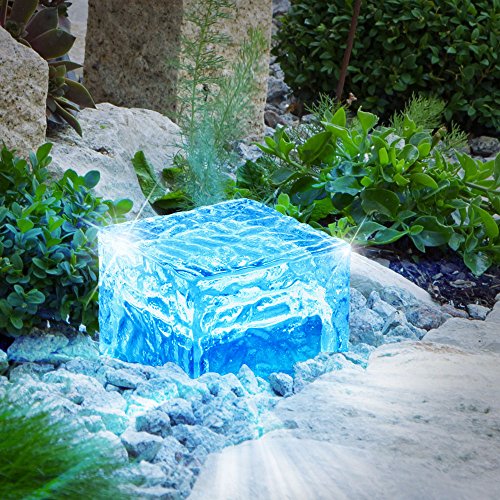 8er Set RGB LED Solar Lampen Eis Würfel Balkon Außen Beleuchtung Garten Weg Glas Stein Leuchten - 3