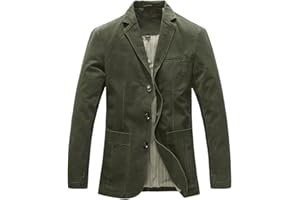 Allthemen Chaqueta Casual para Hombre Cazadora Slim fit de Manga Larga Algodón Lavado Trajes 3 Botones Blazer