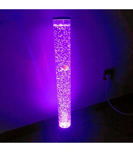 Lampada Lava A LED Con Pesci BiiKoon - Luce Notturna A 7 Colori Cambiabili, Effetto Bolla, Per Relax, Bambini, Autismo