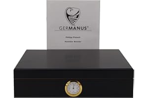 GERMANUS Humidor "Ornoir" mit Befeuchter und Hygrometer in Schwarz Gold