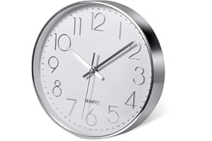 Delgeo Plata Reloj de Pared, Decoración de Pared, Moderno Reloj Cocina Pared Silencioso para Hogar/Oficina/Cocina,Plata (30cm/12'')
