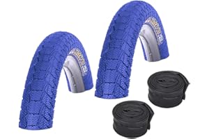 Kenda Krackpot K907 Lot de 2 pneus BMX bleus 20 x 1,95" avec 2 chambres à air à valve Schrader
