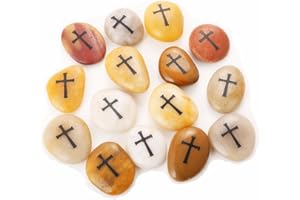 ROCKIMPACT 24PCS CROSS Engraved Inspirational Stones, Sentimental Gifts, Blessing Motivational Treat, Encouragement Message Rock Pebble Keepsake, Wholesale Price, 5-8cm (2"-3") each
