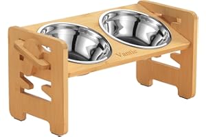 Vantic Comedero Perro Elevado de 6 Alturas Ajustables, Comedero Elevado Perro con 2 Cuencos de Acero y 4 Pies Antideslizantes Incluidos