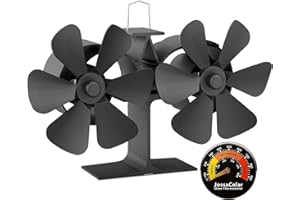 JossaColar 12-Blade Black Wood Stove Fan | Heat Powered, Silent, High Efficiency | Wood Burning Stove Fan