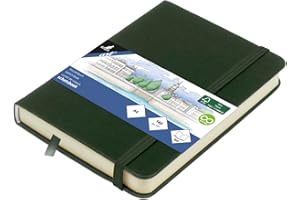 Kangaro Art Forest Green - Cuaderno de bocetos (A6, tapa dura, 80 hojas, 140 g, papel de color crema, con banda elástica y cinta)
