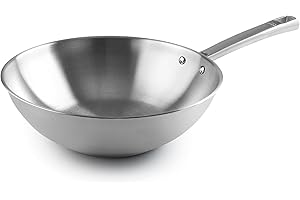 LACOR - 45828 - Wok Foodie, Acier inoxydable 18/10, Antiadhésif, Sans PFOA, Satinés, Poignée ergonomique, Fond thermodiffuseur sandwich, Convient pour induction et lave-vaisselle, Ø28 cm
