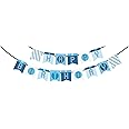 SYGA Blue Happy Birthday Banner with Heart Designs Decorative Party Photo Props Banner