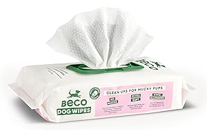 Beco Dog Wipes - 1 Pack of 80, Coconut Scented, For Paws, Body and Bum, Plant-Based Grooming Wipes