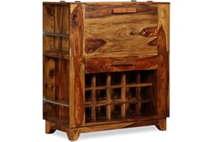vidaXL Sheesham Holz Massiv Barschrank für 15 Flaschen Barkommode Weinschrank Weinregal Weinständer Flaschenregal Palisander 85x40x95cm