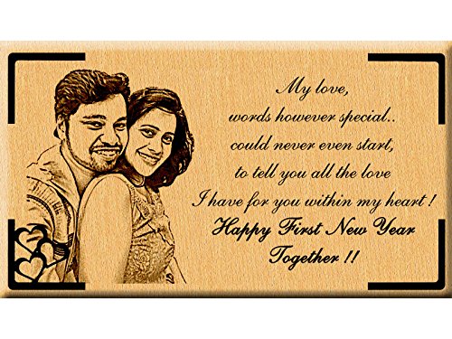 Incredible Gifts India Happy New Year Gift Ideas- Wooden Photo Engraved(7X4 In)