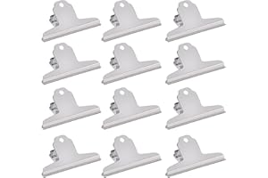 GUOKOFF 12 Pack Pince Bulldog, 120mm Pinces à Charnière en Métal Grand, Métal Bulldog Binder Clips, Argent Bulldog Trombone Pince, Bulldog Binder Clips Pince Papier pour Bureau, l'école