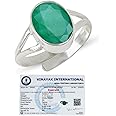 Reiki Crystal Products Natural Certified Panna Emerald Gemstone Ring Original Silver 925 Adjustable Ring for Women Men - Approx 5 Ct Panna