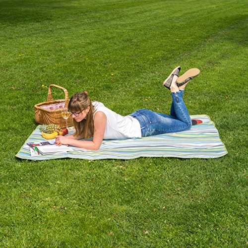 Picknickdecke 175 x 135 cm / Wasserdicht & Wärmeisoliert / Gepolstert mit flauschigem Fleece / Faltbar mit Tragegriff / Strandmatte / Stranddecke / Campingdecke