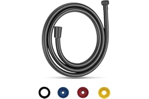 GEFIRE Schwarz Duschschlauch 2M/79In Brauseschlauch PVC Duschschläuche Brauseschlauch Handbrause Schlauch, Duschschlauch für Brause- Oder Bidetbrause (Mit Dusche Durchflussbegrenzer)