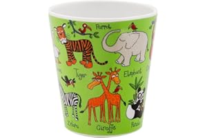Tyrrell Katz Kids Jungle Printed Beaker in Green - Dishwasher Safe Children’s Drinking Cup Everyday Melamine Tableware - 8 x 7 cm