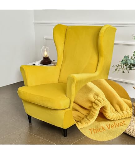 Highdi Copripoltrona Con Orecchie Elasticizzato 2 Pezzi – Fodera Con Stampa Geometra Grigia, Lavabile, Con Rivestimento Seduta - 3