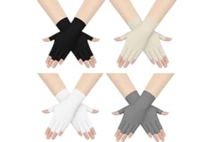 CharmBurst 4 Pares de Guantes de Protección UV para Mujeres, Diseño de Mitad de Dedo, Protección Solar para Uñas, Guantes sin Dedos para Actividades al Aire Libre y de Verano