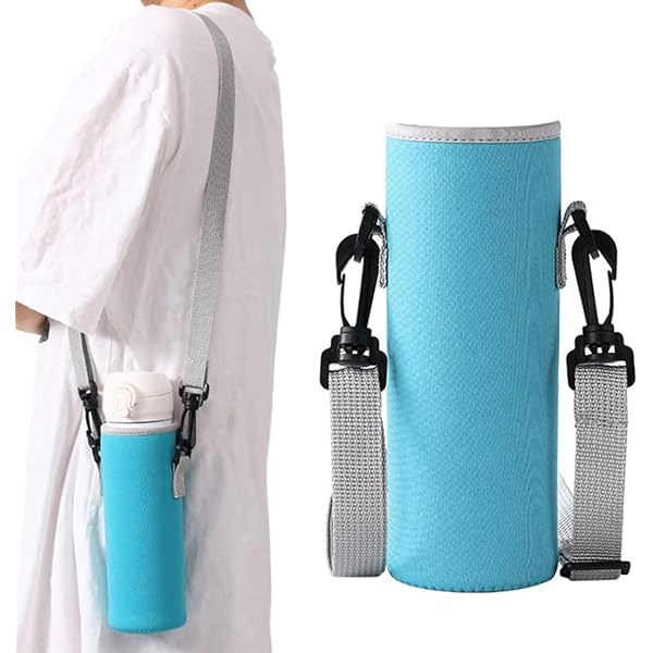 Custodia Termica Per Bottiglia D'acqua 1L - Neoprene Blu, Con Tracolla Regolabile, Antivibrazione E Isolante - 4