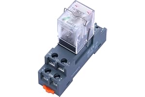 Taiss Relais 12V DC relais de puissance électromagnétique 2NO 2NC 8 broches 10A DPDT bobine Relais avec voyant avec prise YJTF08A-E avec crochet YJ2N LY-DC 12V