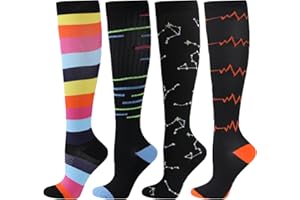 BONANGEL 4 Paia Calze a Compressione Graduata per Donna e Uomo da 15-20 mmHg Calzini Elastiche Estive per Infermiere, Sportivi, Medici, Ciclismo, Running e in Gravidanza, Viaggi in Aereo