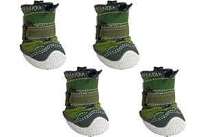 Spark Paws Gorący asfalt buty dla psa – zestaw 4 ochraniaczy łap na gorący asfalt, szorstki teren i kolce, wzornictwo dla szerokich łap, łatwe do założenia – zielone, D