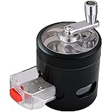 CigaMaTe Herb Grinder with Hand Crank Large Herbs Grinder 4 Pieces Grinder for Spices Clear Top Grinder with Drawer(Black)