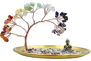 CATELL Seven Chakra Crystal Tree with Buddha Statue - Money Tree Meditation Accessories Decorative Home Accessories Yoga for Good Wealth Health Luck Buddha Home Decor