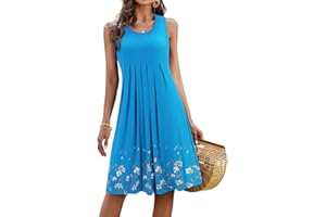 KILIG Summer Dresses for Women UK Beach Casual Sundress Ladies Sleeveless Tank Dress Midi Floral Cover Ups